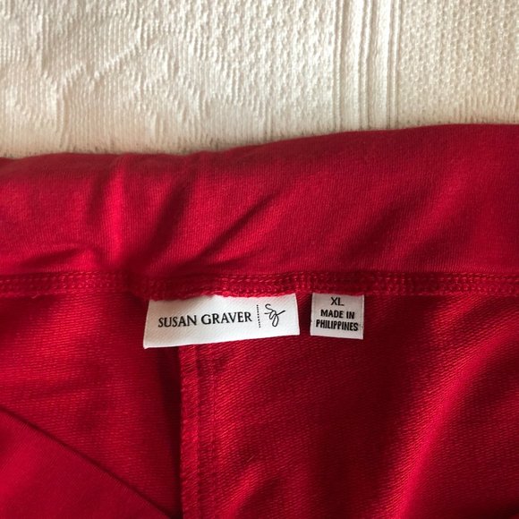 NEW Susan Graver Weekend French Terry  Pull-On Crop Pants Red XL - Picture 11 of 16